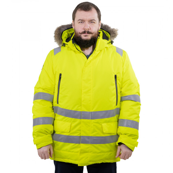Зимняя сигнальная куртка-парка Brodeks KW 220 PLUS, желтый